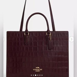 Coach Maggie Burgundy Croc-Embossed Leather Tote NWOT